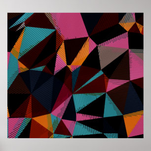 Colourful Triangles Abstract Geometric Background. Poster