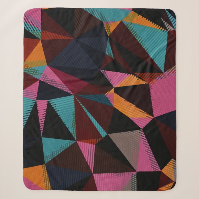 Colourful Triangles Abstract Geometric Background. Sherpa Blanket (Front)