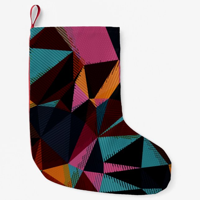 Colourful Triangles Abstract Geometric Background. Small Christmas Stocking (Front)