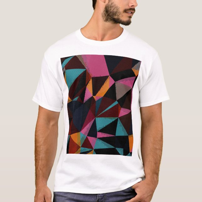 Colourful Triangles Abstract Geometric Background. T-Shirt (Front)