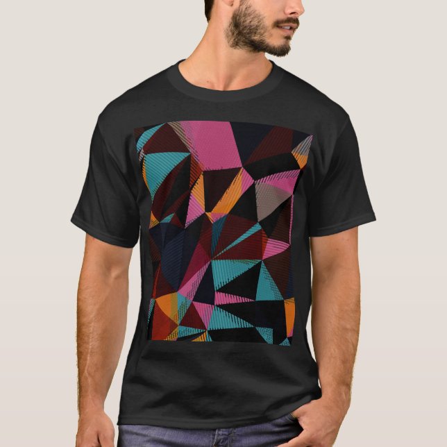 Colourful Triangles Abstract Geometric Background. T-Shirt (Front)