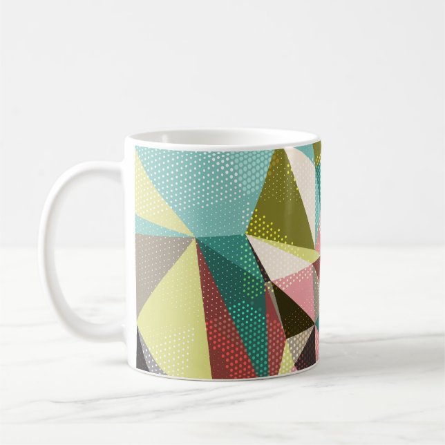 Colourful Triangles, Abstract Geometric Shapes. Coffee Mug (Left)