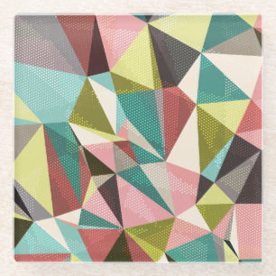 Colourful Triangles, Abstract Geometric Shapes. Glass Coaster