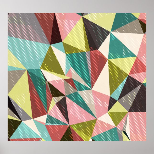 Colourful Triangles, Abstract Geometric Shapes. Poster (Front)