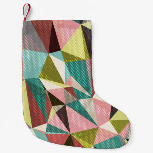 Colourful Triangles, Abstract Geometric Shapes. Small Christmas Stocking