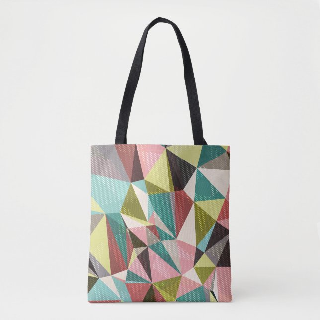 Colourful Triangles, Abstract Geometric Shapes. Tote Bag (Front)