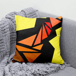 Colourful triangles Abstract Geometric Yellow blac Cushion