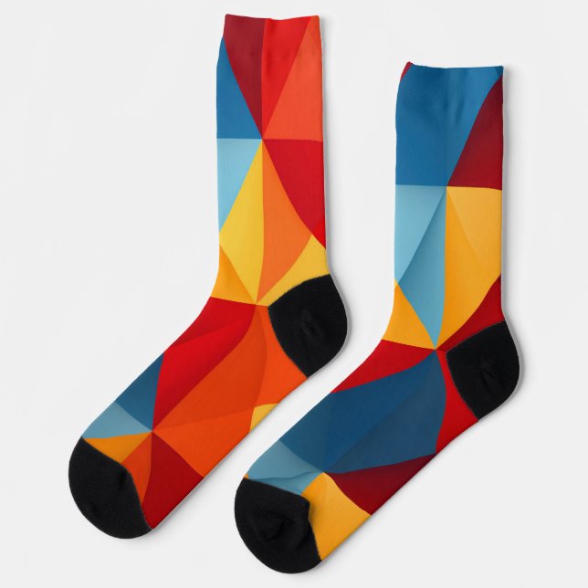Colourful triangles background socks (Left)
