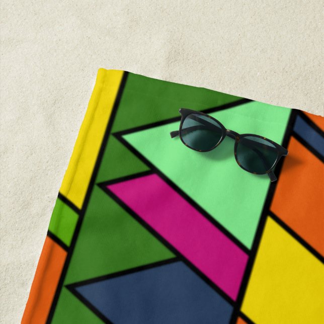 Colourful Triangles  Beach Towel (In Situ)
