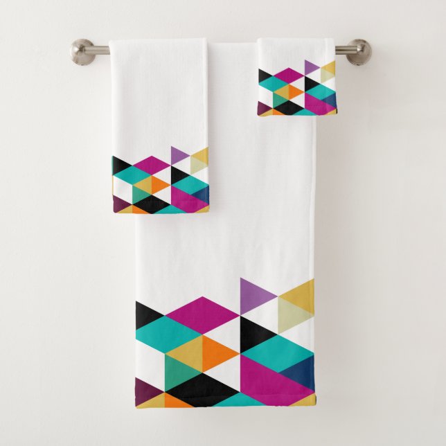 Colourful Triangles Design Bath Towel Set (Insitu)