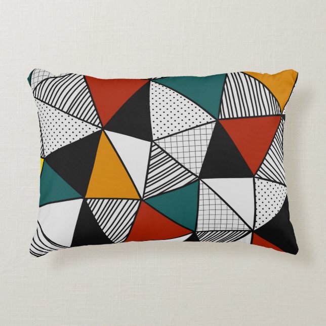 colourful triangles geometric pattern decorative cushion (Front)
