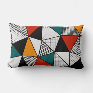 colourful triangles geometric pattern lumbar cushion