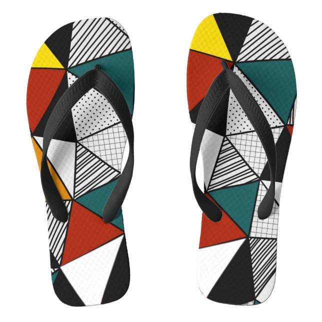 colourful triangles geometric pattern thongs (Footbed)