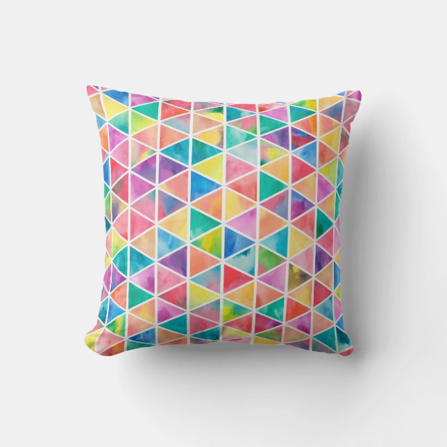 Colourful Triangles Modern Artistic Cushion (Front)