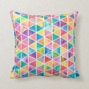 Colourful Triangles Modern Artistic Cushion