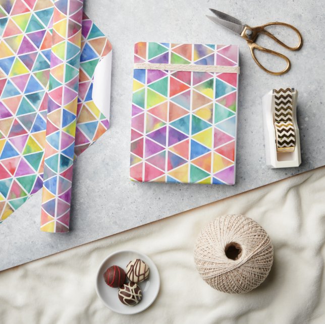 Colourful Triangles Modern Artistic  Wrapping Paper (Crafts)