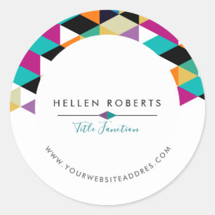Colourful triangles modern design classic round sticker