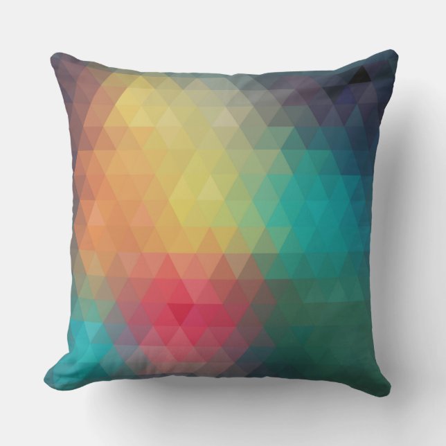 Colourful Triangles Modern Geometric Pattern Outdoor Cushion (Front)