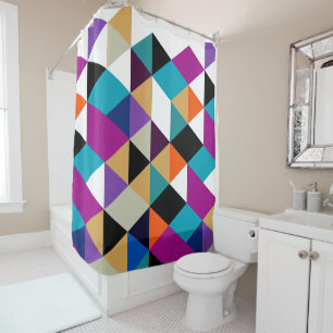 Colourful Triangles Modern Geometric Pattern Shower Curtain