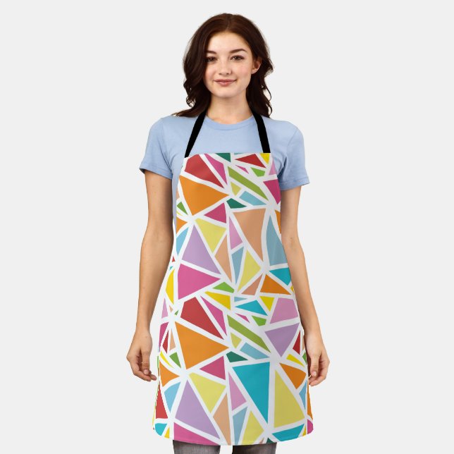 Colourful triangles pattern 2 apron (Worn)