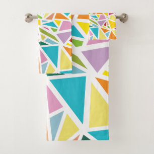 Colourful triangles pattern 2 bath towel set