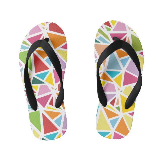Colourful triangles pattern 2 kid's thongs (Footbed)