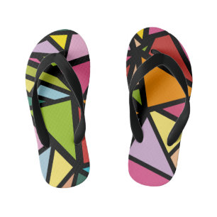 Colourful triangles pattern 3 kid's thongs