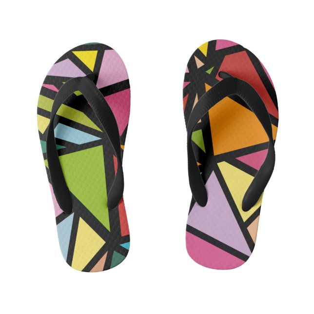 Colourful triangles pattern 3 kid's thongs (Footbed)