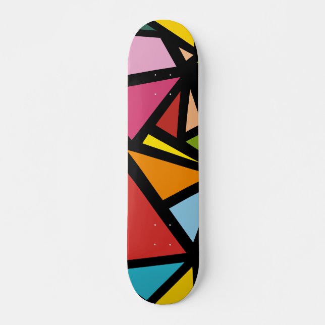 Colourful triangles pattern 3 skateboard (Front)