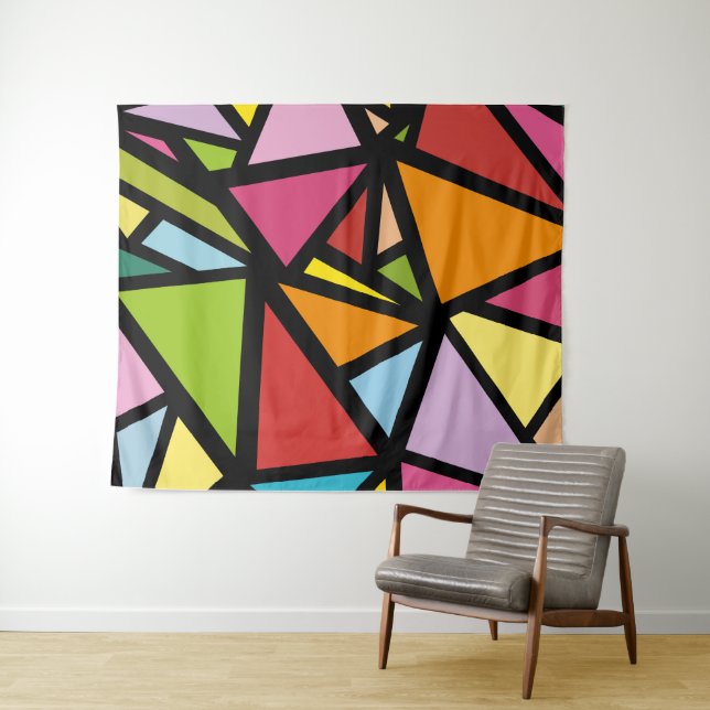 Colourful triangles pattern 3 tapestry (In Situ (Horizontal))