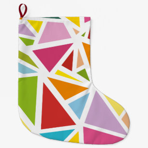 Colourful triangles pattern 4 large christmas stocking