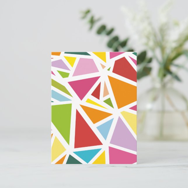 Colourful triangles pattern 4 postcard (Standing Front)