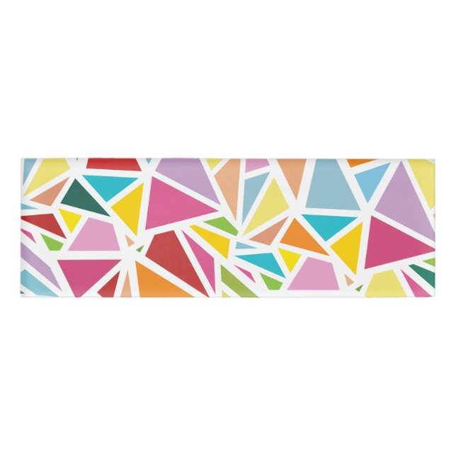 Colourful triangles pattern name tag (Front)