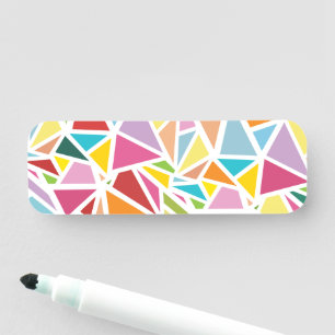 Colourful triangles pattern name tag