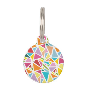 Colourful triangles pattern pet tag
