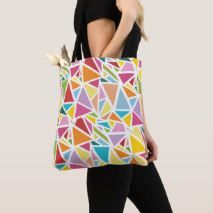 Colourful triangles pattern tote bag