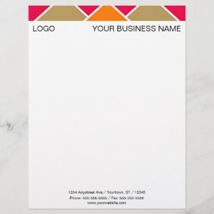 Colourful Triangles Top Custom Letterhead