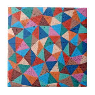 Colourful Triangles Urban Graffiti Style Ceramic Tile