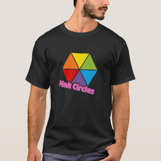 Colourful Triangles with Pink Circles Text T-Shirt