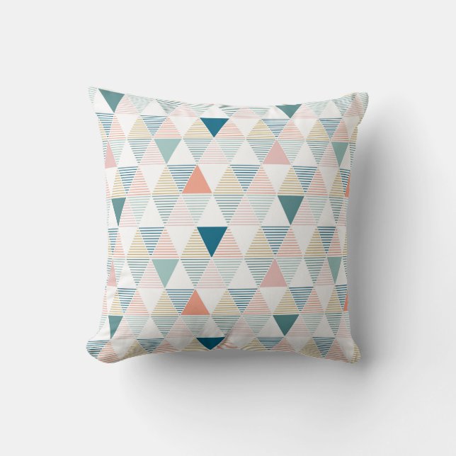 Colourful triangles with stripes pattern cushion (Front)