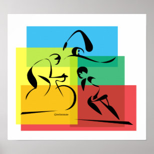 Colourful Triathlon Abstract Poster