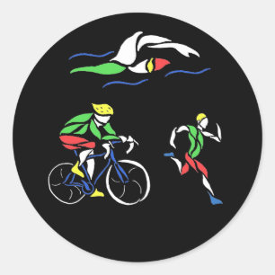 Colourful Triathlon Design Classic Round Sticker