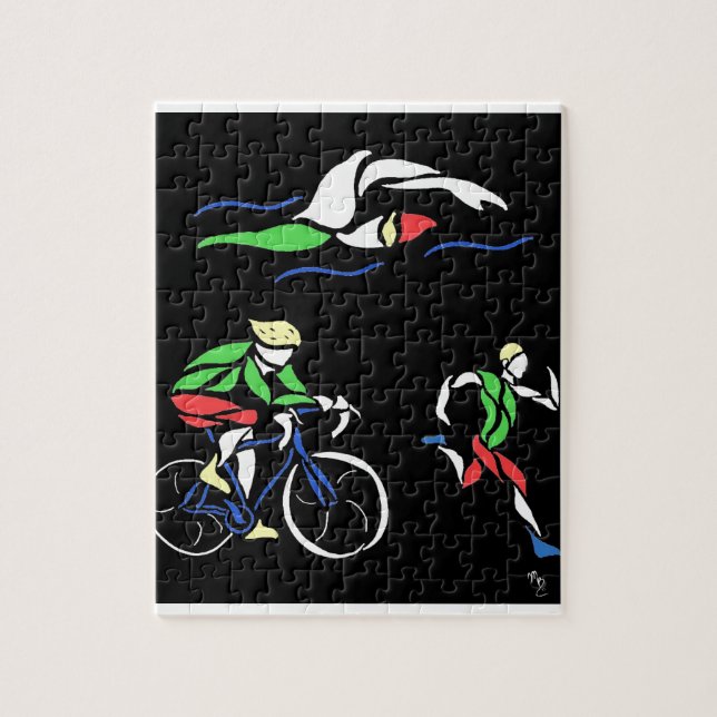 Colourful Triathlon Design Jigsaw Puzzle (Vertical)