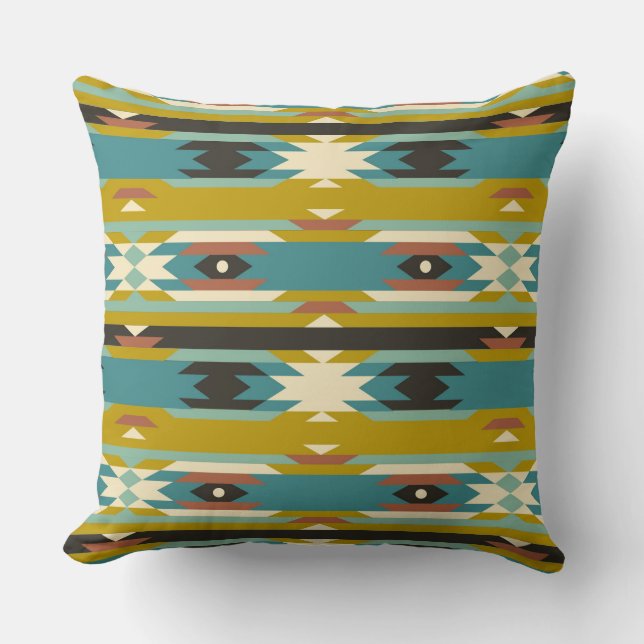 Colourful Tribal Aztec Geometric Pattern 4 Cushion (Front)