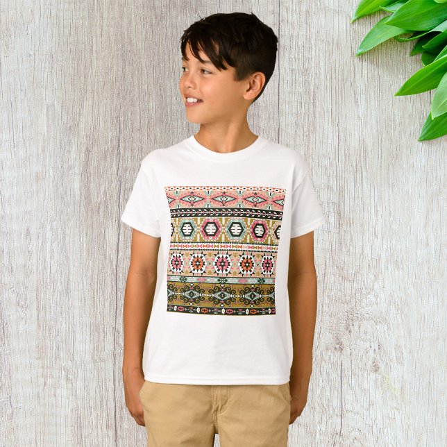 Colourful Tribal Aztec Pattern Boho Geometric  T-Shirt (Creator Uploaded)
