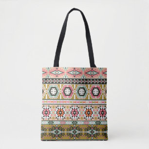 Colourful Tribal Aztec Pattern Boho Geometric  Tote Bag