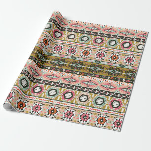 Colourful Tribal Aztec Pattern Boho Geometric  Wrapping Paper