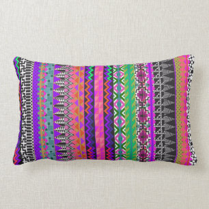 Colourful Tribal Aztec Pattern Pink Lumbar Cushion