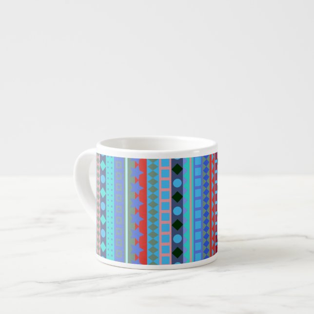 Colourful Tribal Aztec ZigZag Stripes Espresso Cup (Front Left)