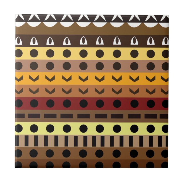 Colourful Tribal Deco Art Pattern  Ceramic Tile (Front)